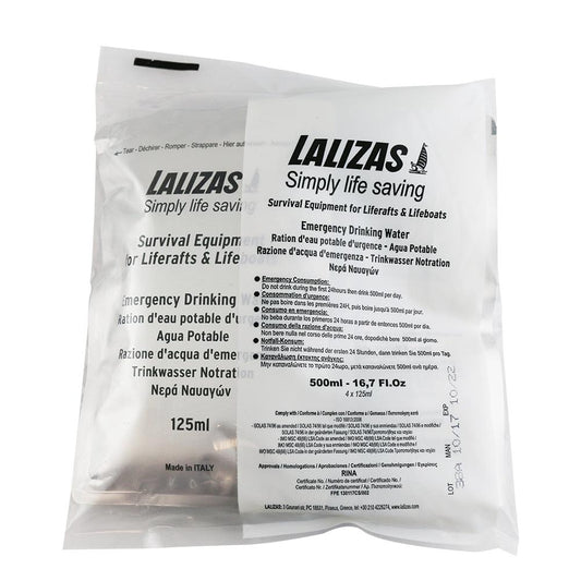 LALIZAS Emergency Liferaft Drinking Water 500ml (4x125ml) SOLAS Approved 5yr