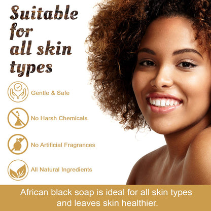 It's Pure Natural African Black Soap Bars with Coconut Oil – Pack of 3, Organic Raw Soap for Face & Body (Made in Ghana)