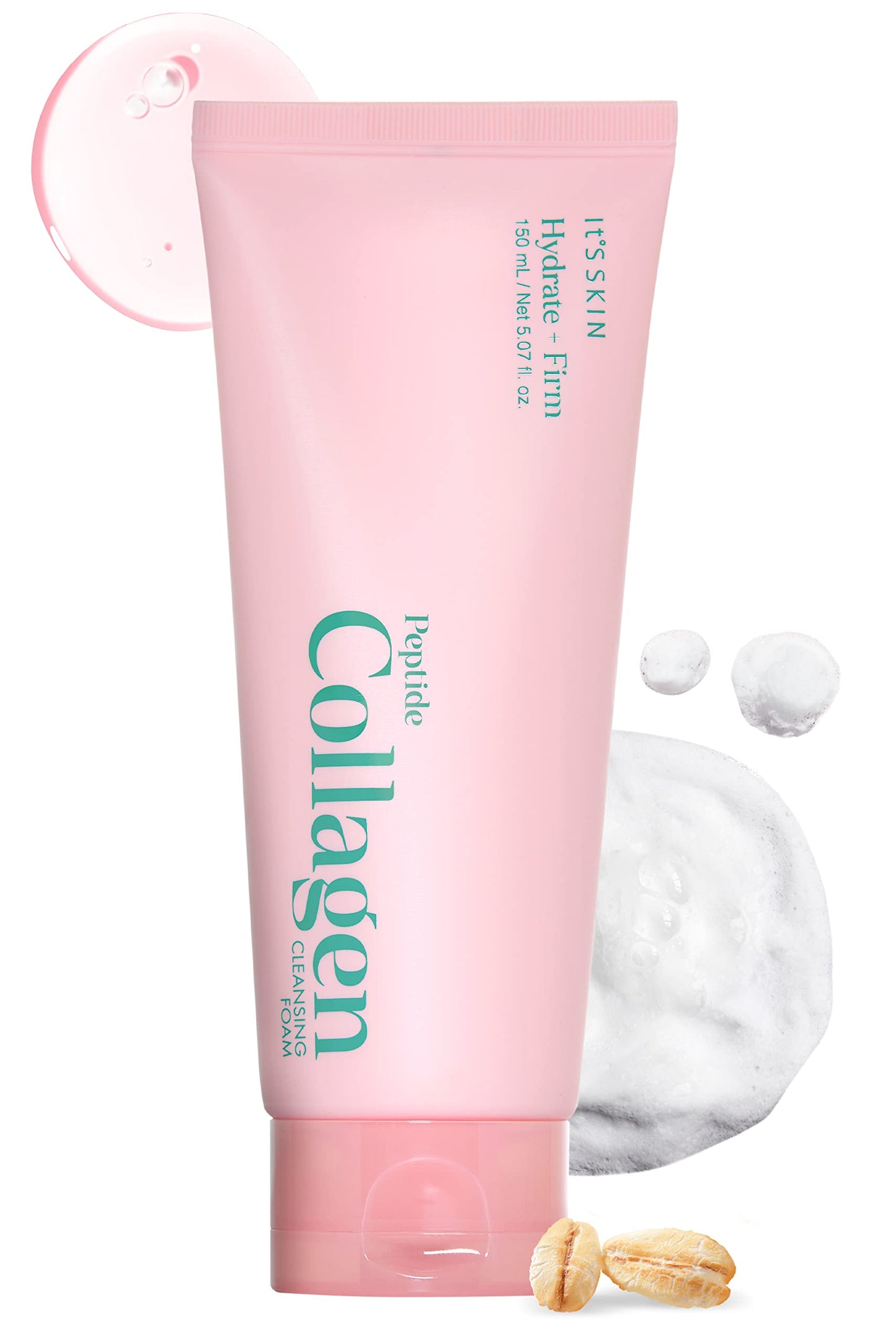 It'S SKIN Peptide Collagen Cleansing Foam – Hydrating Cleanser with Vegan Collagen & Oat Peptides
