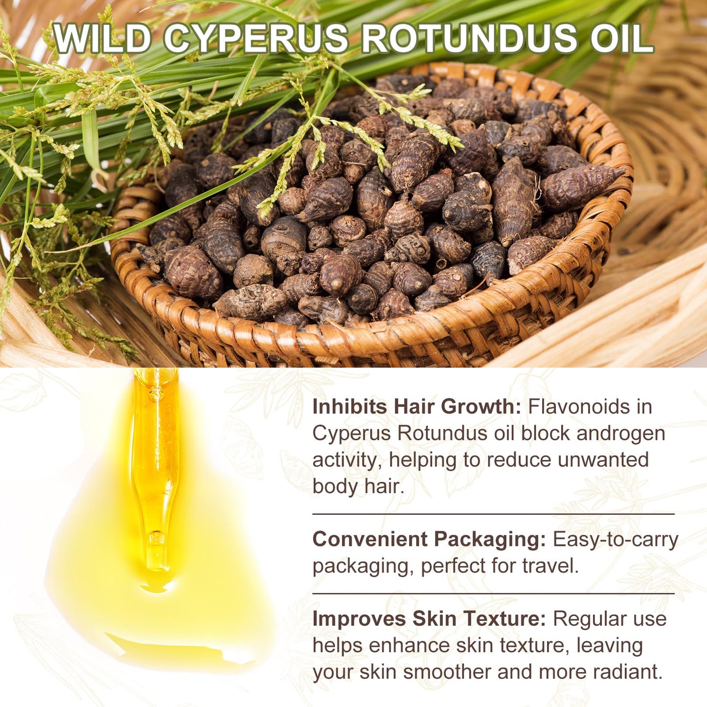 ITSDAWN Cyperus Rotundus Oil for Hair Removal – 2 Pack | Soothing, Moisturizing Body Oil (2.02 fl oz)