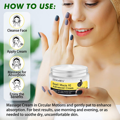 ITSDAWN 2 Pack Snail Mucin 92% Cream 100g – Hydrating Moisturizer for Dry & Sensitive Skin