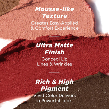 ITY Velvet Matte Lip Stain Mousse – Nude Petal Lip Tint, Conceals Lip Lines, Rich Pigment, 0.14 oz