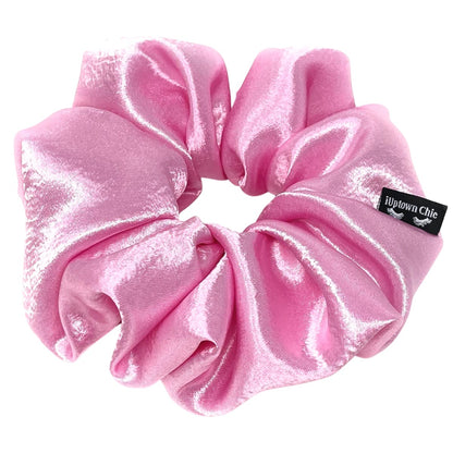 Iuptown Chic Jumbo Satin Scrunchies XL – Frizz Prevention & Sleep Hair Holder (Pink)