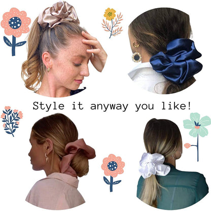 Iuptown Chic Jumbo Satin Scrunchies XL – Frizz Prevention & Sleep Hair Holder (Pink)