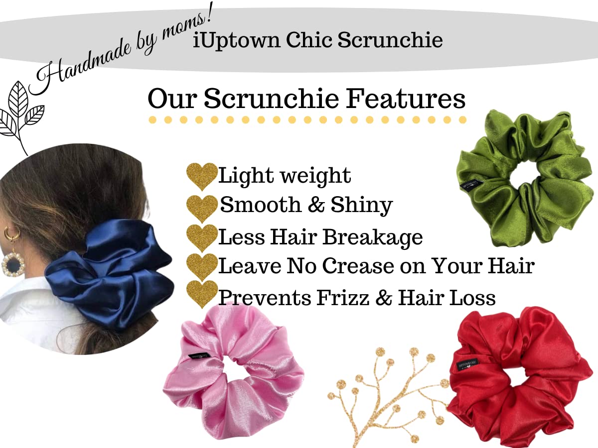 Iuptown Chic Jumbo Satin Scrunchies – Oversized Gold Hair Ties for Women & Girls