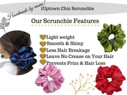 Iuptown Chic Jumbo Satin Scrunchies – Oversized Gold Hair Ties for Women & Girls