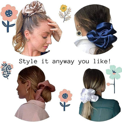 IUPTOWN CHIC Jumbo Satin Scrunchies - XL Purple, Frizz Prevention & Breakage Protection