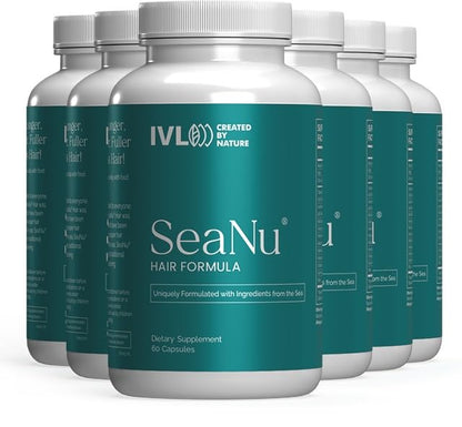 IVL SeaNu Hair Vitamins Supplements – Hair Strength, Growth & Fullness – 6 Pack