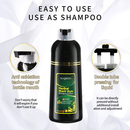 Ivnil Augeo Instant Hair Color Shampoo 3-in-1 for Men and Women – Black, 500ML
