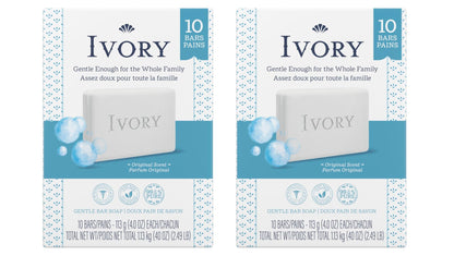 Ivory Original Bar Soap – 20 Bars (4 oz Each) | Pure, Dye-Free Clean for the Whole Family