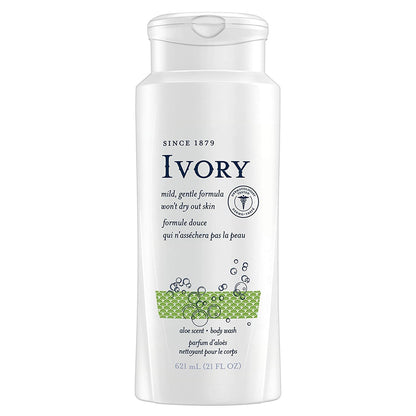 Ivory Aloe Scented Body Wash – 21 oz (Pack of 3) | Gentle, Dye-Free