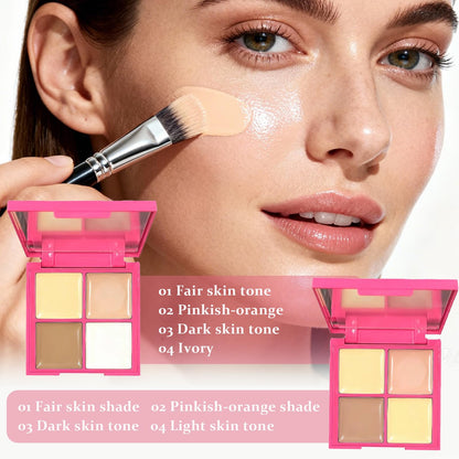 IWAWA Concealer Full Coverage Palette 01 – 4-Shade, Long-Lasting, Waterproof Concealer for Face & Body (0.28 oz)