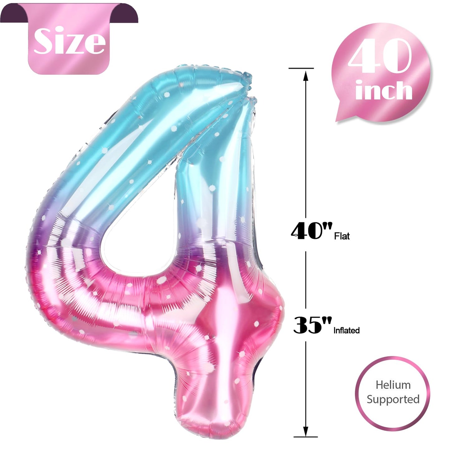 IWERP Starry Sky 4 Balloon 40-Inch – 4th Birthday Decorations