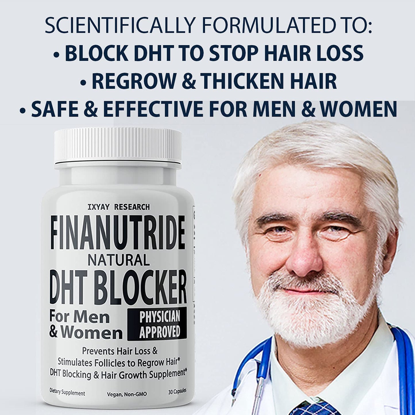 Finanutride | Natural DHT Blocker & Hair Growth Capsules | IXYAY RESEARCH