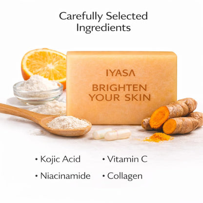 IYASA Kojic Acid Soap for Dark Spots – Turmeric Brightening Bar with Vitamin C, Retinol & Shea Butter | Evens Tone & Fades Hyperpigmentation | SGS-Tested, Steroid-Free (2 Pack)