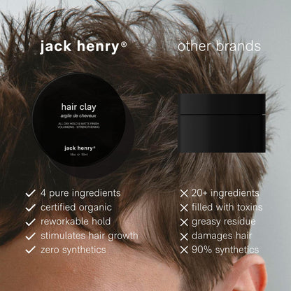 Jack Henry Premium Hair Clay for Men – Matte Finish, All-Day Hold (1.6 oz)