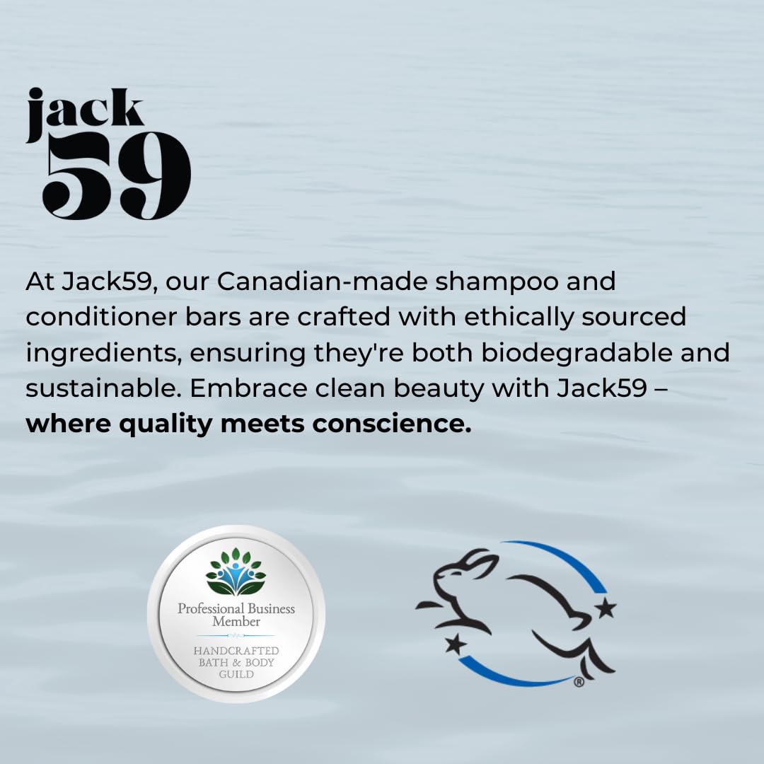 Jack59 All Natural Shampoo Bar for Fine & Normal Hair with Activated Charcoal | Detox, Scalp Care & Volume (3 oz)