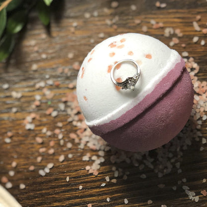 Surprise Ring Bath Bomb – Extra Large 10 oz, Pink Himalayan Sea Salt, USA Made