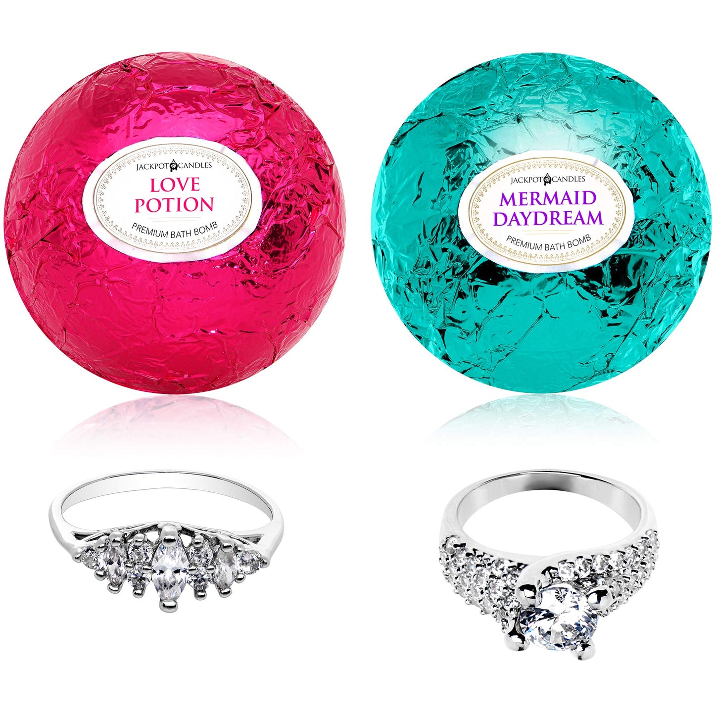 Mermaid Love Potion Bath Bombs Gift Set (2-Pack) – Ring Inside, Size 9, Made in USA | Jackpot Candles
