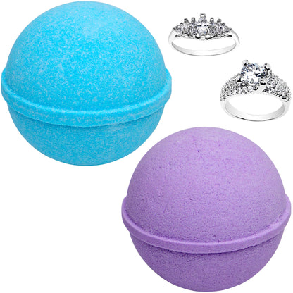 Ocean Breeze Lavender Bath Bombs Gift Set (2 × 10 oz) with Size 9 Ring Inside – Jackpot Candles, Made in USA
