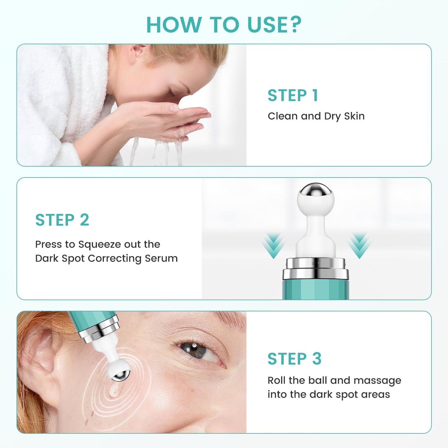 Jacrynth Dark Spot Remover Serum with 360° Roller — Acne Scars & Uneven Tone, 0.7 fl oz