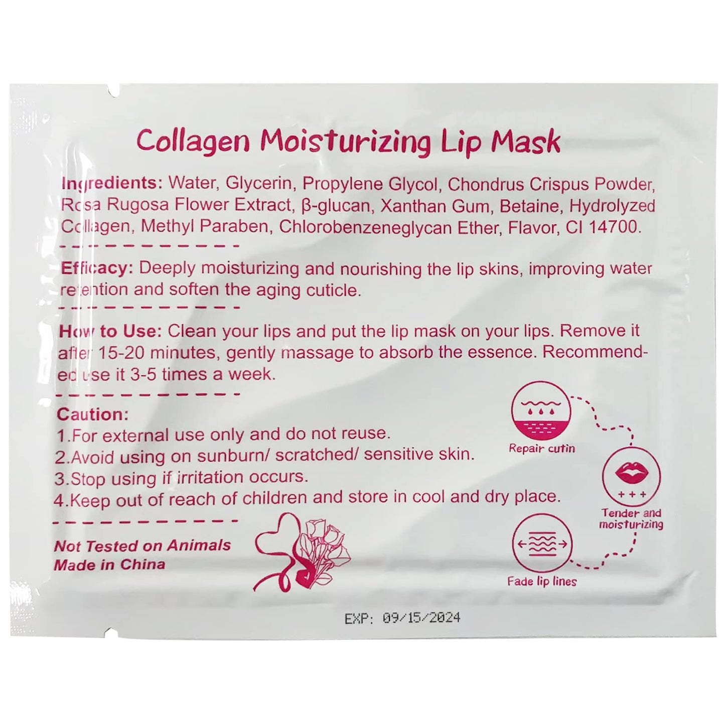 Jakuva 30PCS Collagen Lip Masks – Rose Pink Hydration & Overnight Nourishment
