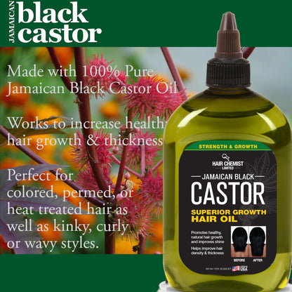 Hair Chemist Superior Growth Jamaican Black Castor Hair Oil 12 oz - Nourish, Strengthen & Support Natural Hair Growth