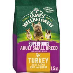 James Wellbeloved Superfoods Adult Small Breed Dry Dog Food Turkey with Kale & Quinoa, 1.5kg