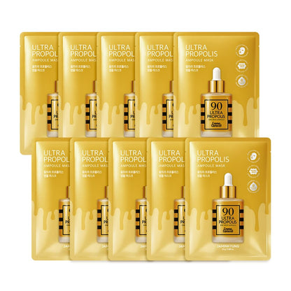 Jaminkyung 90 Ultra Propolis & Snail Mucin Sheet Mask (10 Pack) | K-Beauty Radiance, Hydration & Glass Skin