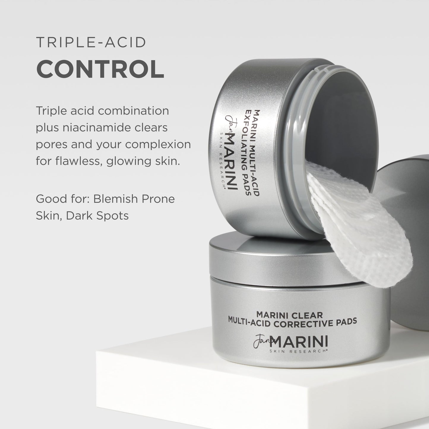 Jan Marini Skin Research Marini Clear – Multi-Acid Corrective Pads (30) for Blemish-Prone Skin