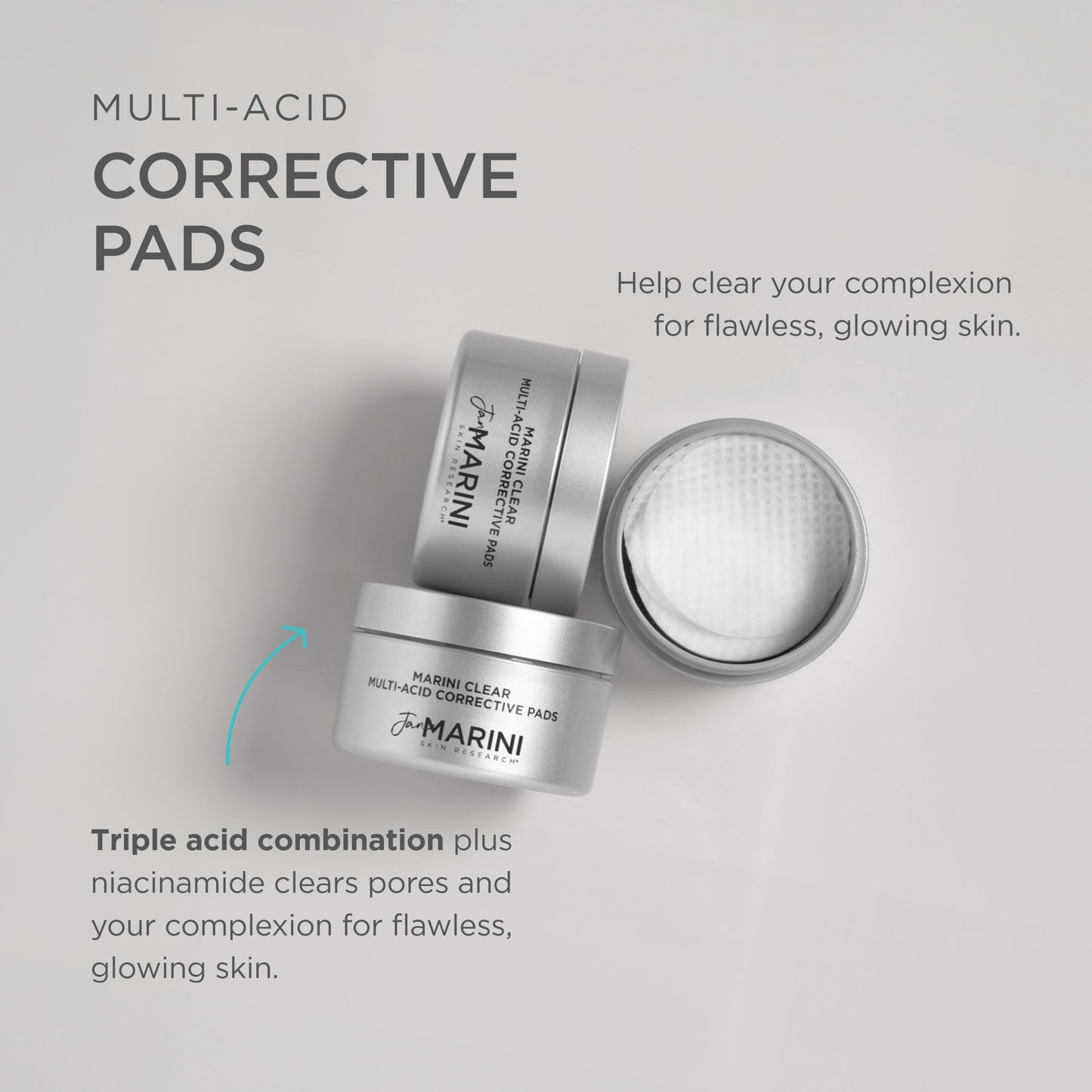 Jan Marini Skin Research Marini Clear – Multi-Acid Corrective Pads (30) for Blemish-Prone Skin