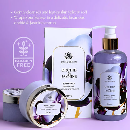 Jane & Bloom Orchid & Jasmine 9-Piece Bath Gift Set – Luxury Spa at Home | Christmas Gift for Women