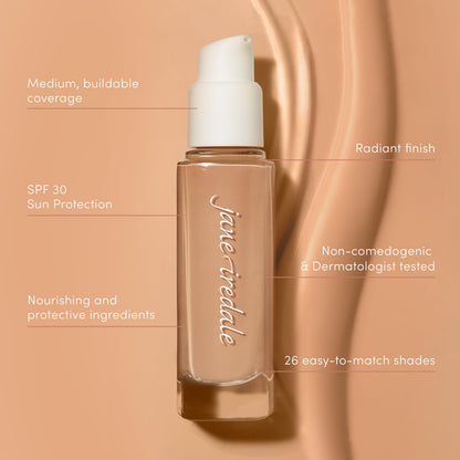 Jane Iredale Skintuition SPF 30 Radiance Foundation 80 Deeper | Buildable Medium Coverage, Skin-Like Finish