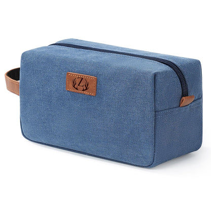 Janhavi Waterproof Canvas Dopp Kit with Engraved Initials & Wheat Ear – Blue Z