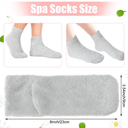 Janmercy 3 Pairs Aloe Socks – Moisturizing Spa-Infused Gel Fuzzy Sleep Socks | Non-Slip Foot Care for Women & Men