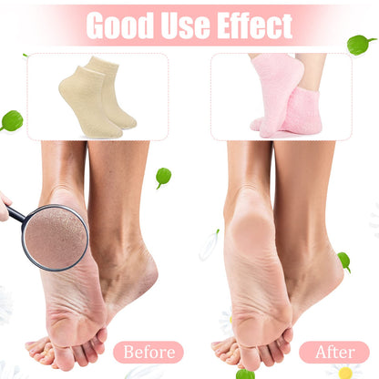 Janmercy 3 Pairs Aloe Socks – Moisturizing Spa-Infused Gel Fuzzy Sleep Socks | Non-Slip Foot Care for Women & Men
