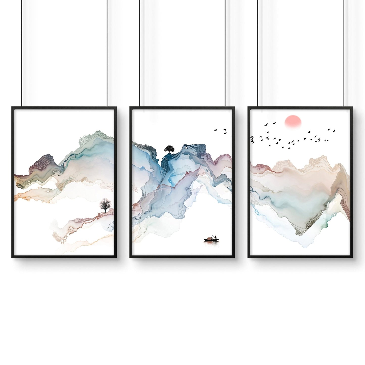 Bedroom Wall Art | Japanese Set of 3 Framed Prints