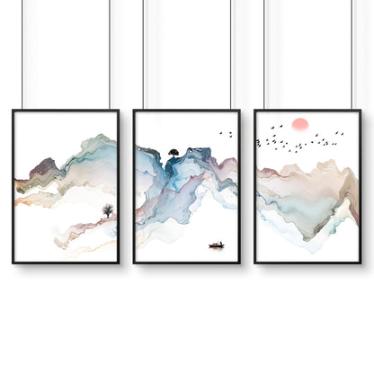 Bedroom Wall Art | Japanese Set of 3 Framed Prints