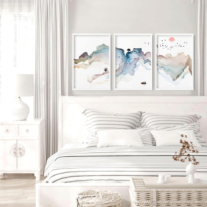 Bedroom Wall Art | Japanese Set of 3 Framed Prints