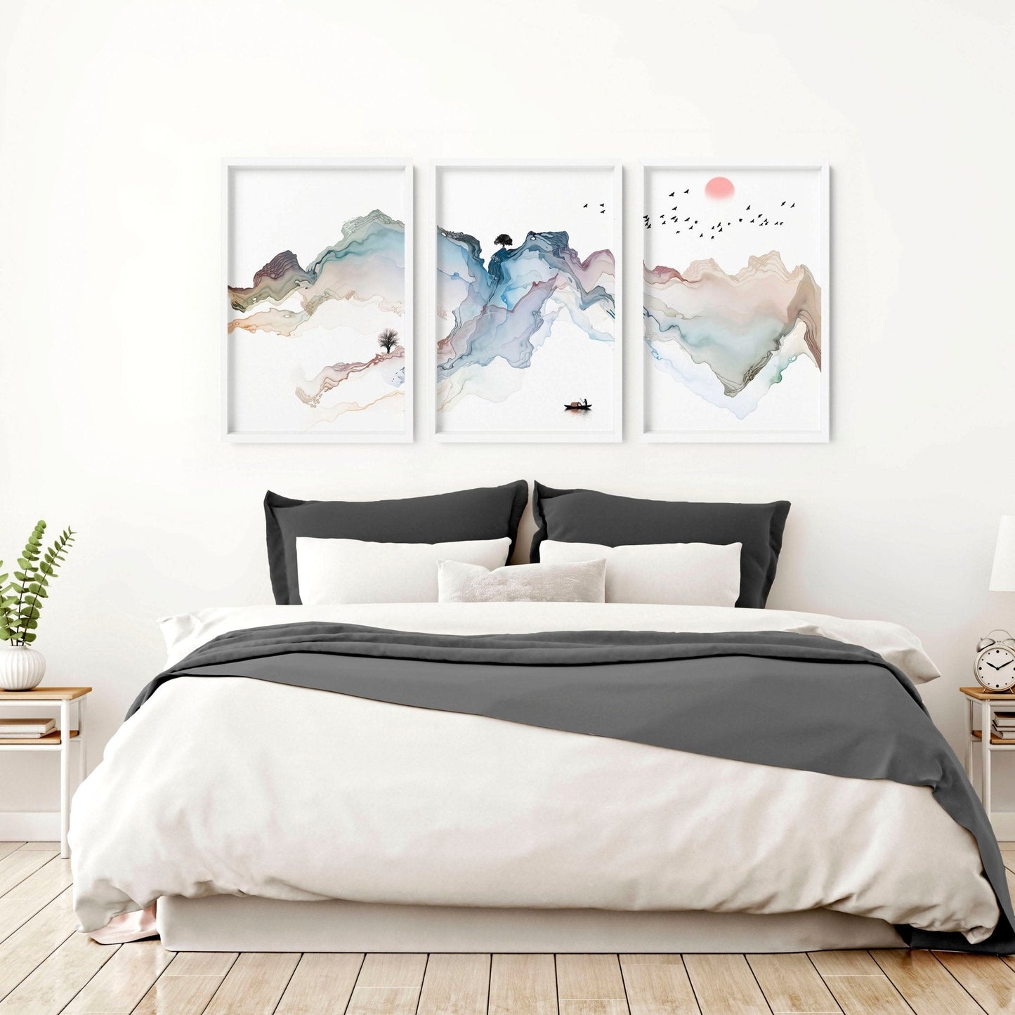 Bedroom Wall Art | Japanese Set of 3 Framed Prints