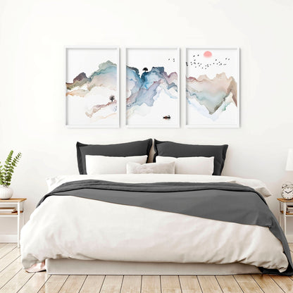Bedroom Wall Art | Japanese Set of 3 Framed Prints