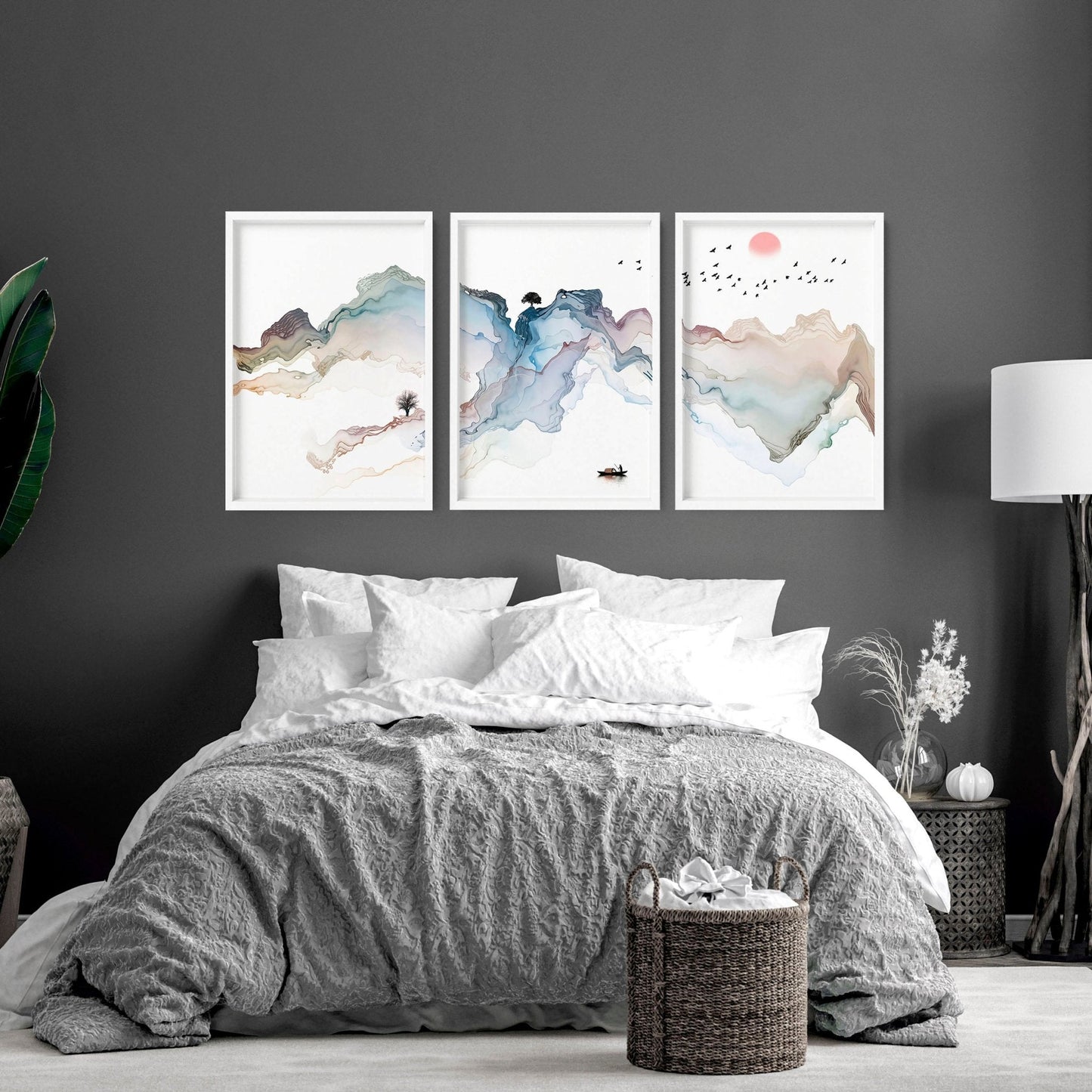 Bedroom Wall Art | Japanese Set of 3 Framed Prints