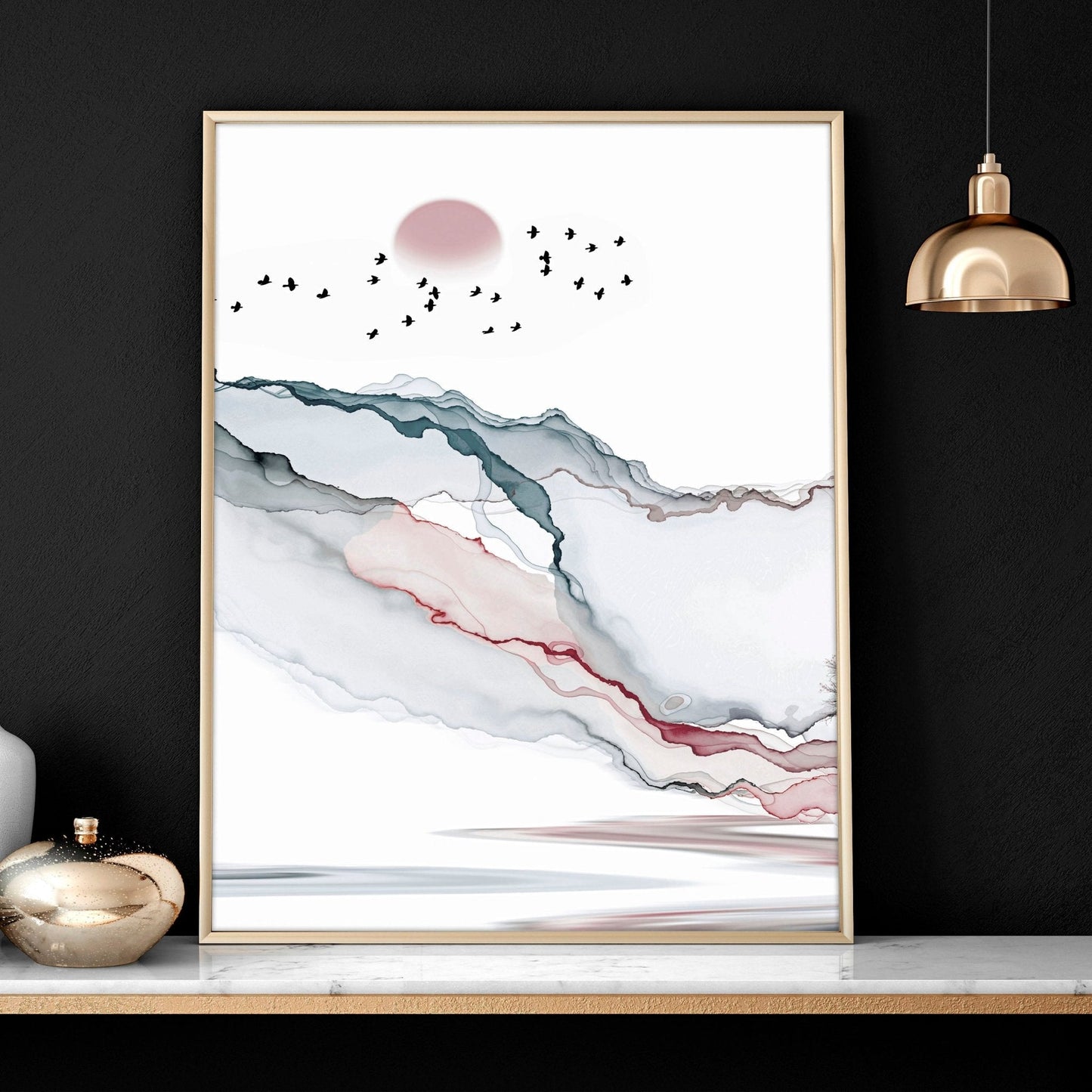 Landscape art sunset | set of 3 framed wall art