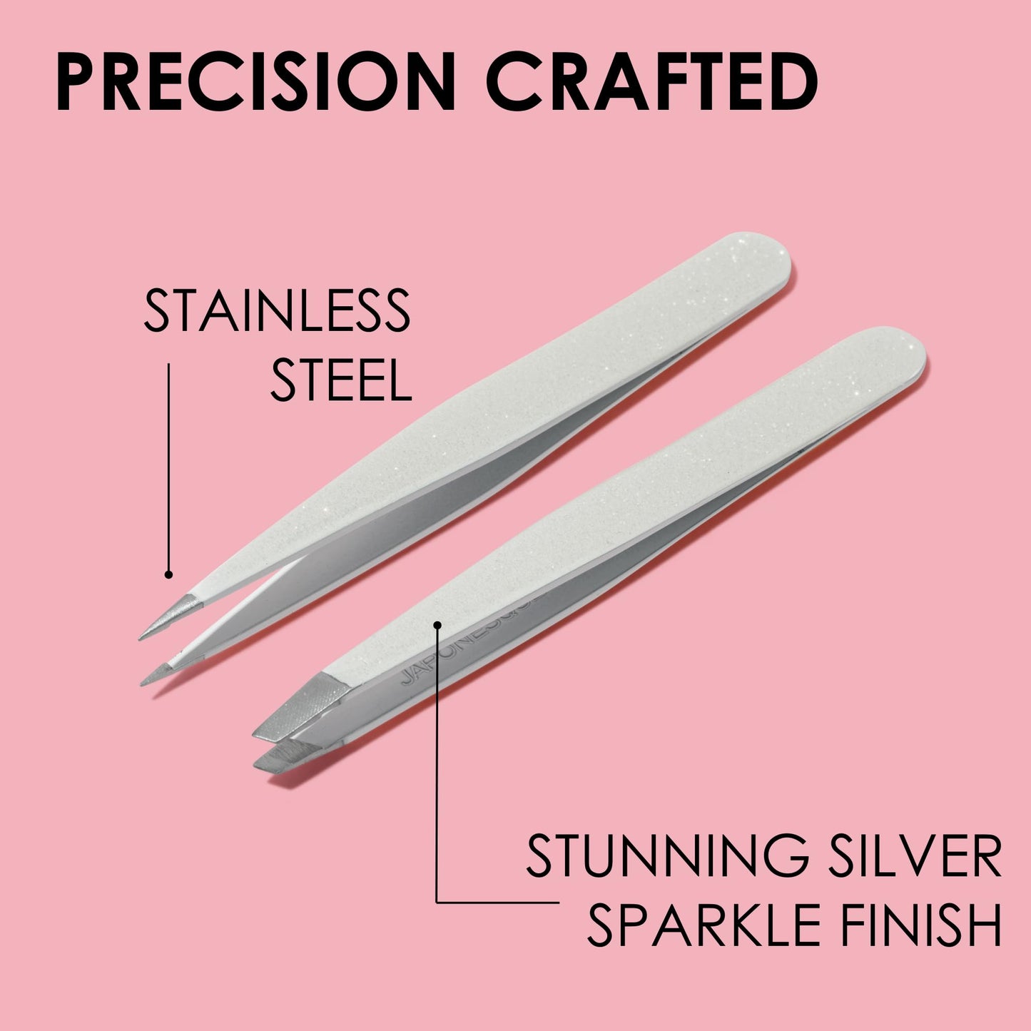 JAPONESQUE Pointed & Slant Tweezers Natural Shimmer Set – Precision Brow Tools