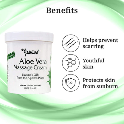 Jasmine Aloe Vera Massage Cream – Deep Hydration & Anti-Aging Therapy (400 g)
