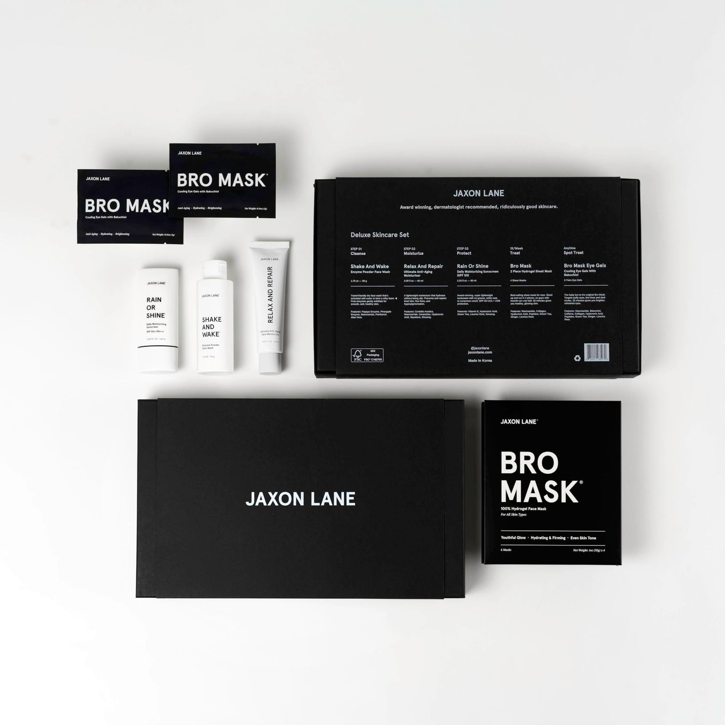 JAXON LANE Men's 5-Piece Deluxe Skincare Kit – Korean Anti-Aging Routine
