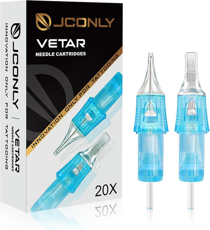 JCONLY Vetar Tattoo Cartridge Needles – 20 Pcs #10 Bugpin, 0.30mm, 17 Curved Magnum, 30°