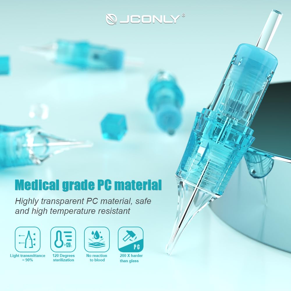 JCONLY Vetar Tattoo Cartridge Needles – 20 Pcs #10 Bugpin, 0.30mm, 17 Curved Magnum, 30°