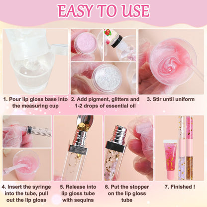 Jcoos Lip Gloss Making Kit - DIY Lip Gloss for Beginners, Teens & Women