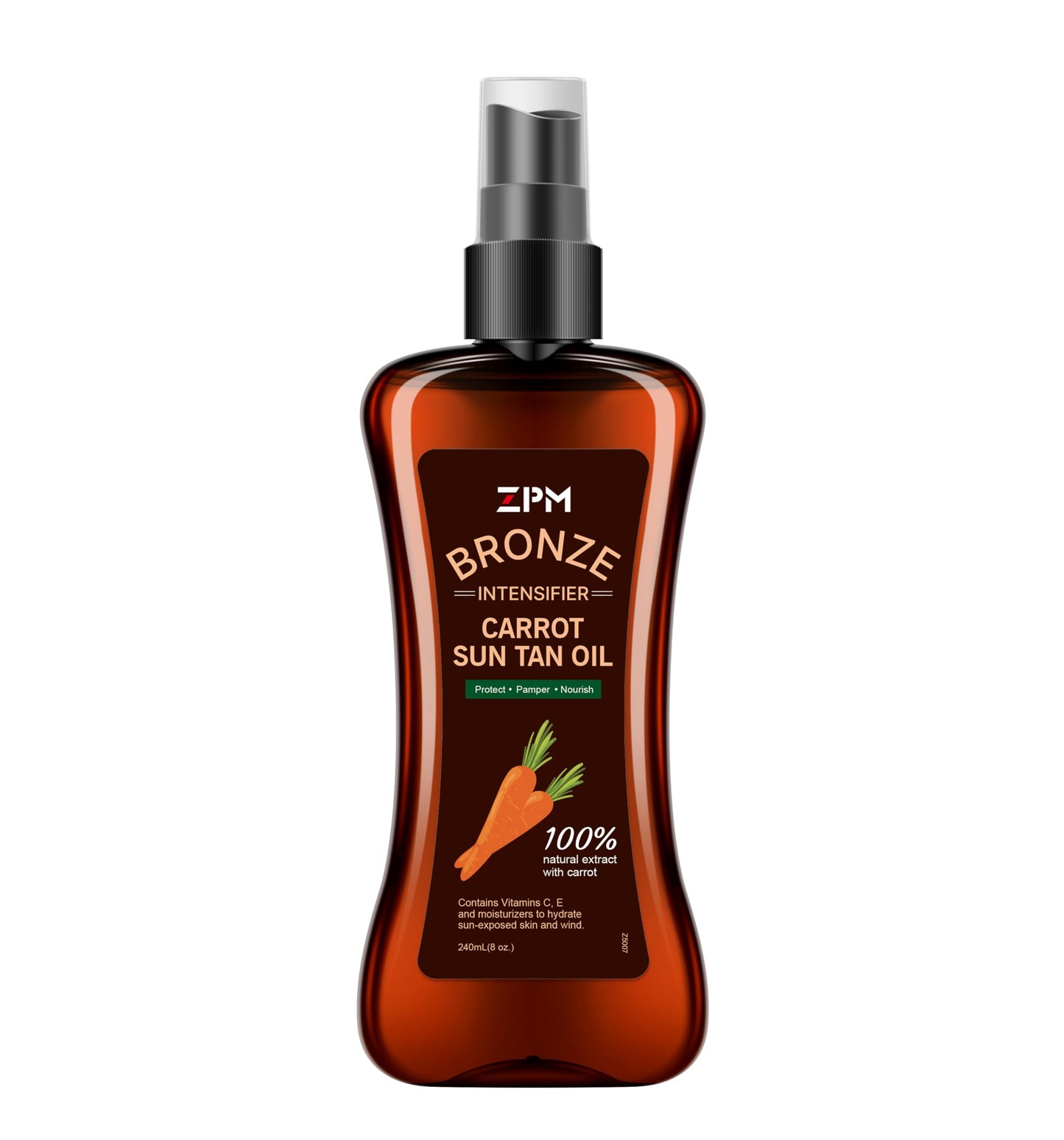Jeallis Carrot Sun Tanning Oil Spray – Natural Hydration for Outdoor Sun, Tan Intensifier for Medium-Deep Skin, 8oz – Vegan & Cruelty-Free, SPF 0